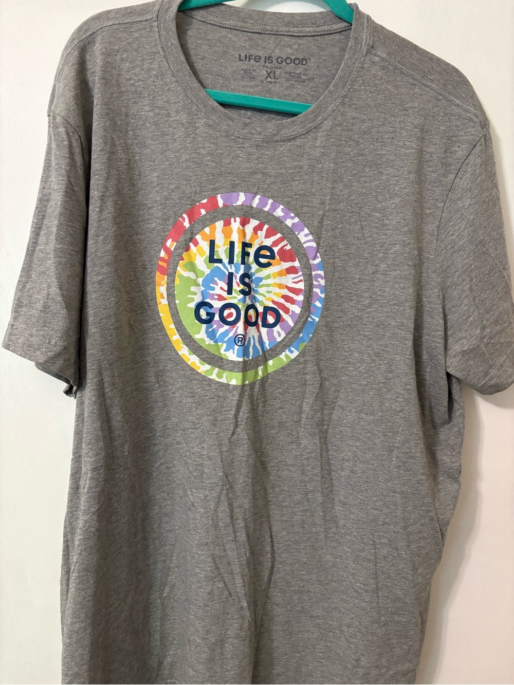 Life is Good Gray Tie-Dye Logo Tee